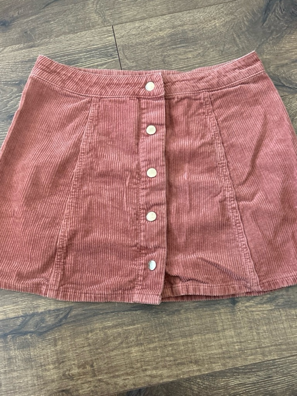 Forever 21 Dusty Rose Corduroy Button-Front Mini Skirt